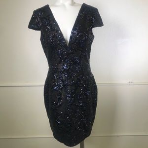 Dress The Population Cap Sleeve Sequin Mini Dress